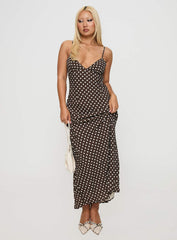 Jorjana Polka Maxi Dress Brown / White