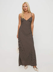 Jorjana Polka Maxi Dress Brown / White