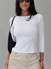 Alouette Long Sleeve Top White