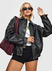 Jaxton Faux Leather Jacket Black