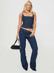 Charismatic Denim Corset Dark Pinstripe