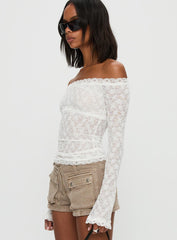Mochapella Off The Shoulder Top White