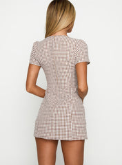 Loveliness Playsuit Brown Check